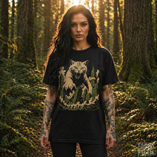 Urban Cataclysm – Giant Cat Rampage Unisex T-Shirt