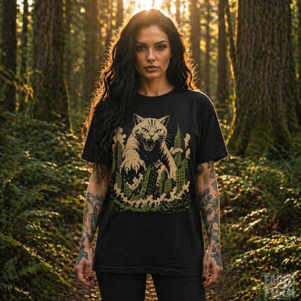 Urban Cataclysm – Giant Cat Rampage Unisex T-Shirt