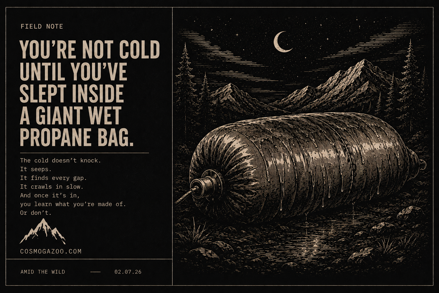 You’re Not Cold Until You’ve Slept Inside a Giant Wet Propane Bag.